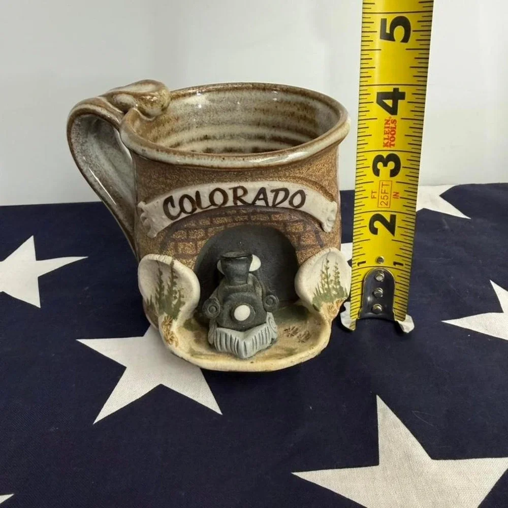 Colorado Stoneware | 3D Relief Mug | Vintage Steam Engine Train
